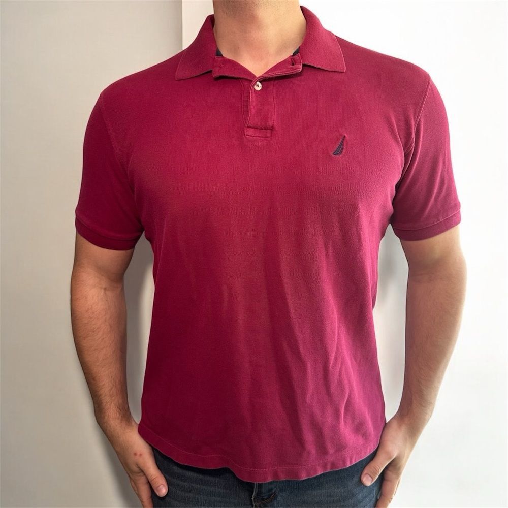 Nautica Men’s Red Polo Shirt Classic Design Comfortable Fit M
